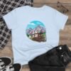 Cowboy Wagon Scene Women's Tee, Mountain Ranch Hayride Graphic Shirt