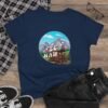 Cowboy Wagon Scene Women's Tee, Mountain Ranch Hayride Graphic Shirt
