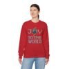 Joy To The World Sweatshirt , Earth Graphic Holiday Crewneck, 3D embroidery Effect Design