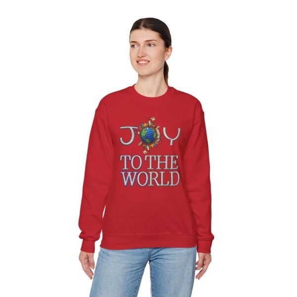 Joy To The World Sweatshirt , Earth Graphic Holiday Crewneck, 3D embroidery Effect Design
