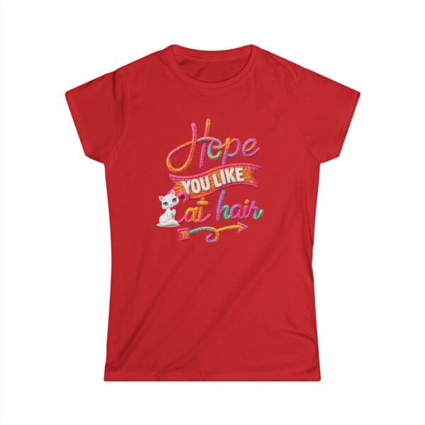 Women's Cat Hair T-Shirt,  Cute Cat Lover Graphic Tee, Thread Effect