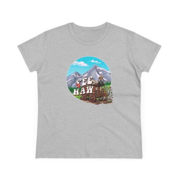 Cowboy Wagon Scene Women's Tee, Mountain Ranch Hayride Graphic Shirt