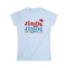 Jingle All The Way Christmas Tee, Women's Festive Holiday Shirt, Thread Effect Design