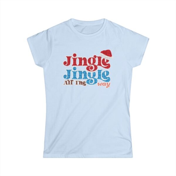 Jingle All The Way Christmas Tee, Women's Festive Holiday Shirt, Thread Effect Design