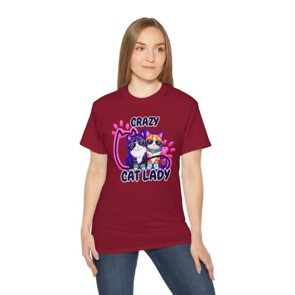 Crazy Cat Lady T-Shirt,  Cute Colorful Kitten Graphic Tee for Cat Lovers, 3D Embroidery Effect