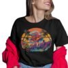 Unisex Surfing Sunset T-Shirt , Retro Tropical Palm Beach Graphic Tee