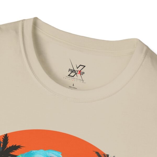 Unisex Surfing Sunset T-Shirt , Retro Tropical Palm Beach Graphic Tee