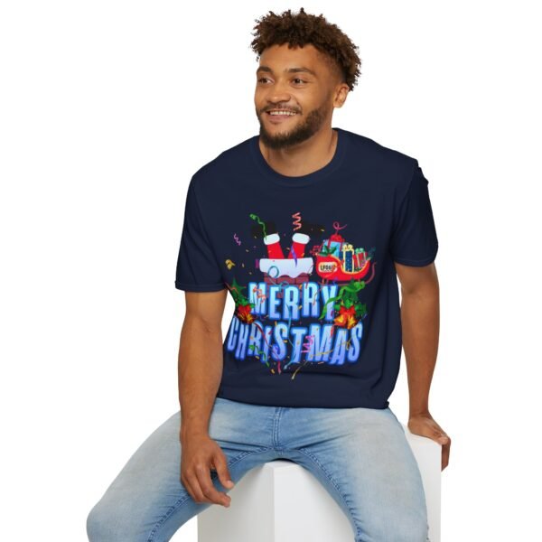 Merry Christmas T-Shirt Big Design,  Festive Santa Sleigh Holiday Tee
