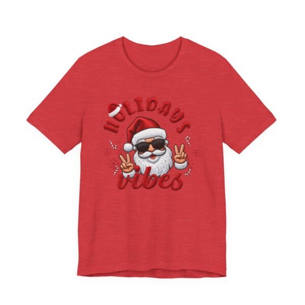 2868256437908853634_2048.jpeg Holidays Vibes Tee, Cool Santa Graphic Christmas T-Shirt, Embroidery Effect Design