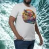 Unisex Surfing Sunset T-Shirt , Retro Tropical Palm Beach Graphic Tee