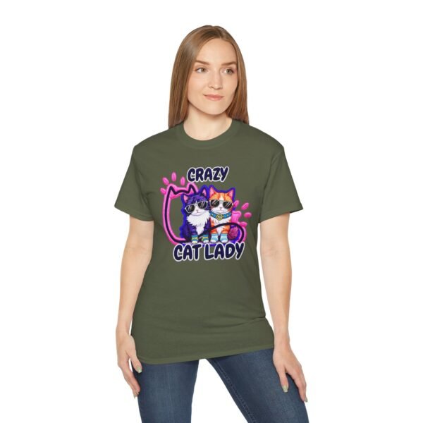 Crazy Cat Lady T-Shirt,  Cute Colorful Kitten Graphic Tee for Cat Lovers, 3D Embroidery Effect