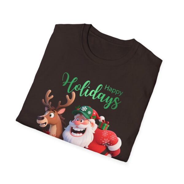 Festive Lightweight Holiday T-Shirt Soft, Breathable Christmas Tee with Fun Santa & Reindeer Design, Perfect Holiday Gift, Shop Now