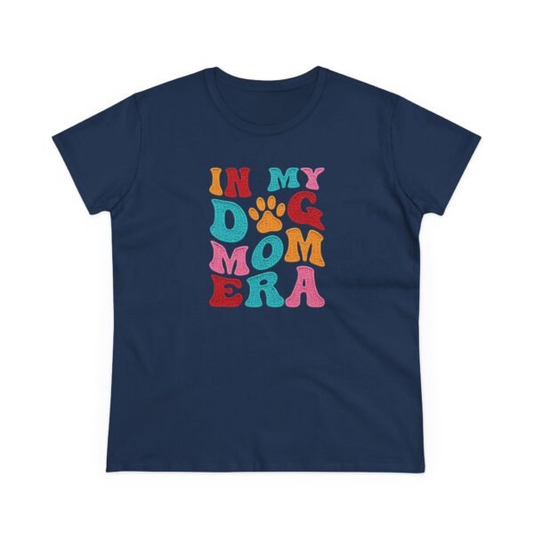 In My Dog Mom Era T-Shirt , Women's Dog Mom Tee, Colorful Retro Paw Design, Thread Effect Design
