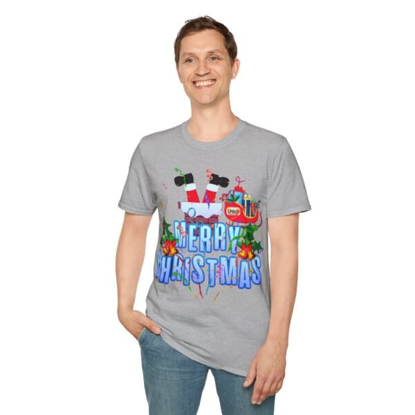 Merry Christmas T-Shirt Big Design,  Festive Santa Sleigh Holiday Tee