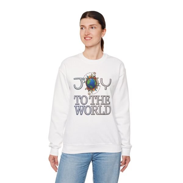 Joy To The World Sweatshirt , Earth Graphic Holiday Crewneck, 3D embroidery Effect Design