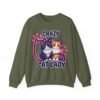 Crazy Cat Lady Sweatshirt , Cute Two Cats Crewneck for Cat Lovers, 3D Embroidery Effect Design