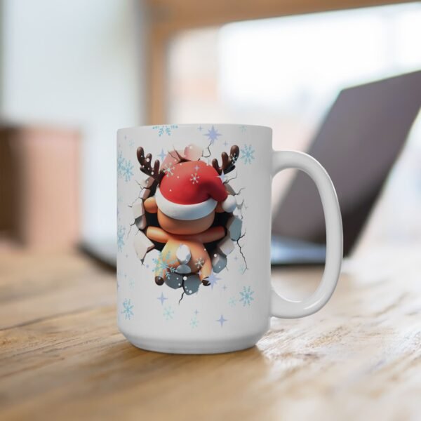5857038748438686563_2048.jpeg Christmas Reindeer Ceramic Mug – Cute Santa Hat Reindeer with Snowflakes (15oz)