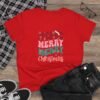 6352368322103079256_2048.jpeg Merry Merry Merry Christmas Tee, Women’s Festive Holiday T‑Shirt