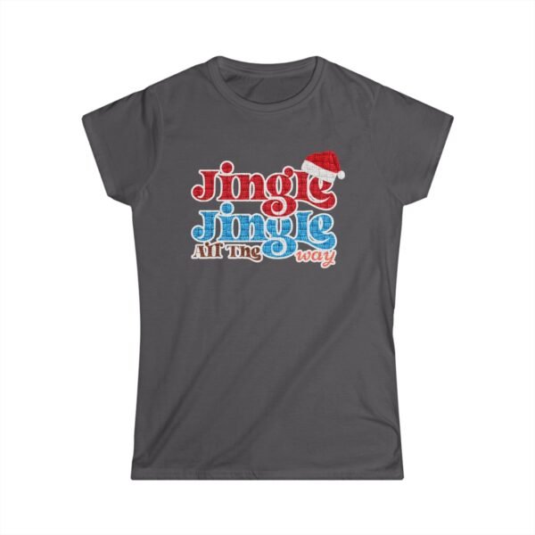 Jingle All The Way Christmas Tee, Women's Festive Holiday Shirt, Thread Effect Design