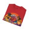 Unisex Surfing Sunset T-Shirt , Retro Tropical Palm Beach Graphic Tee