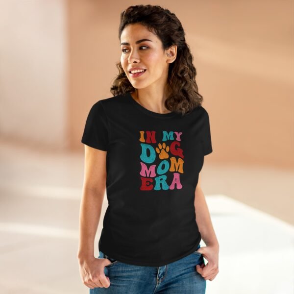 In My Dog Mom Era T-Shirt , Women's Dog Mom Tee, Colorful Retro Paw Design, Thread Effect Design