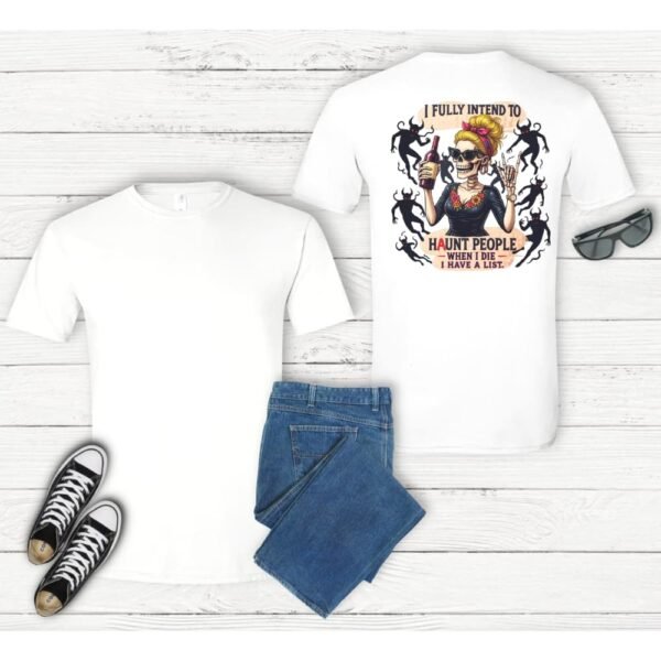 Funny Women's T-Shirt, Halloween Skull Girl Tee, 3D Design