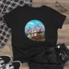 Cowboy Wagon Scene Women's Tee, Mountain Ranch Hayride Graphic Shirt