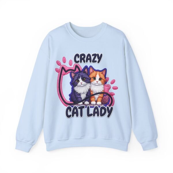 Crazy Cat Lady Sweatshirt , Cute Two Cats Crewneck for Cat Lovers, 3D Embroidery Effect Design