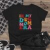 In My Dog Mom Era T-Shirt , Women's Dog Mom Tee, Colorful Retro Paw Design, Thread Effect Design