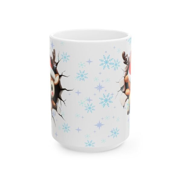 883287933976586417_2048.jpeg Christmas Reindeer Ceramic Mug – Cute Santa Hat Reindeer with Snowflakes (15oz)