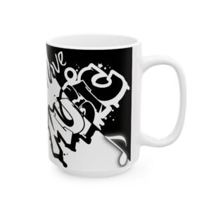 Ceramic Mug  Black & White Graffiti 'I Love Music' Coffee Mug (15oz)
