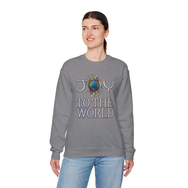Joy To The World Sweatshirt , Earth Graphic Holiday Crewneck, 3D embroidery Effect Design