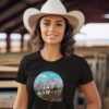 Cowboy Wagon Scene Tee, Mountain Ranch Hayride Graphic Shirt