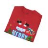 Merry Christmas T-Shirt Big Design,  Festive Santa Sleigh Holiday Tee
