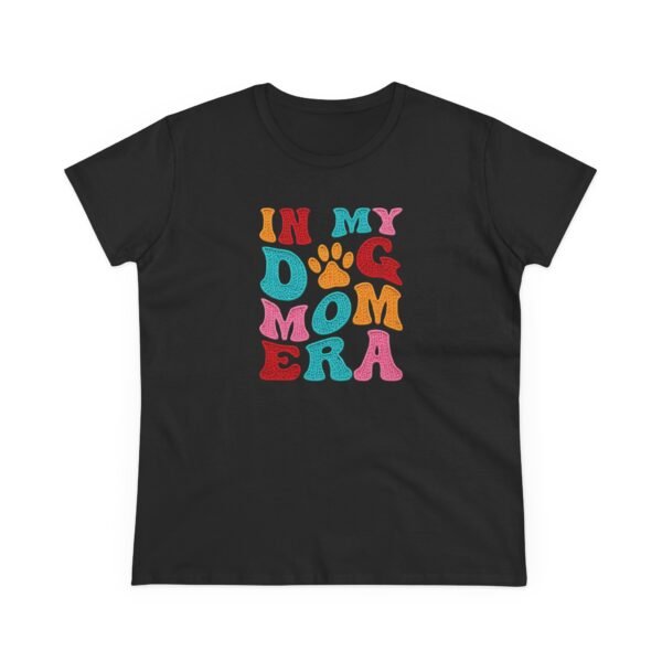 In My Dog Mom Era T-Shirt , Women's Dog Mom Tee, Colorful Retro Paw Design, Thread Effect Design