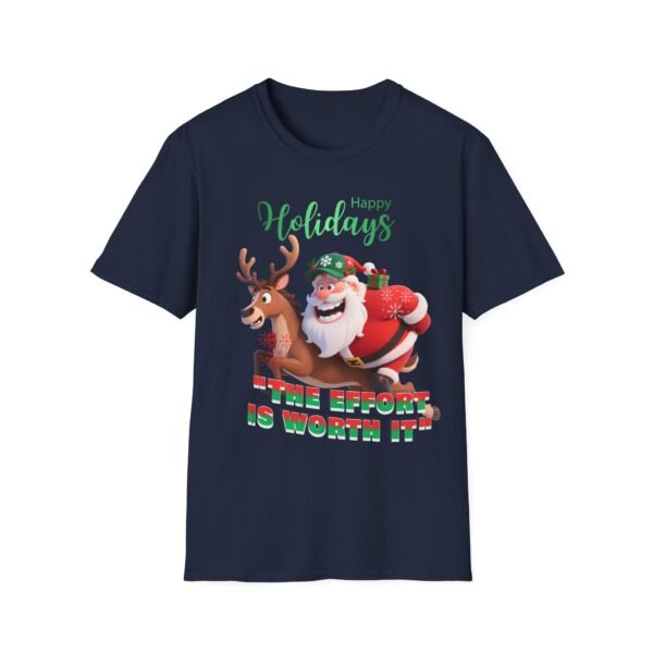 Festive Lightweight Holiday T-Shirt Soft, Breathable Christmas Tee with Fun Santa & Reindeer Design, Perfect Holiday Gift, Shop Now