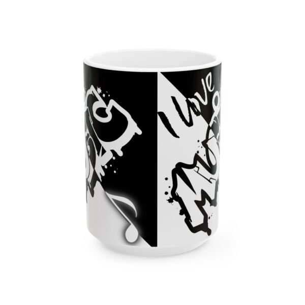 9326733980953429358_2048.jpeg Ceramic Mug Black & White Graffiti 'I Love Music' Coffee Mug (15oz)