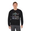 Joy To The World Sweatshirt , Earth Graphic Holiday Crewneck, 3D embroidery Effect Design