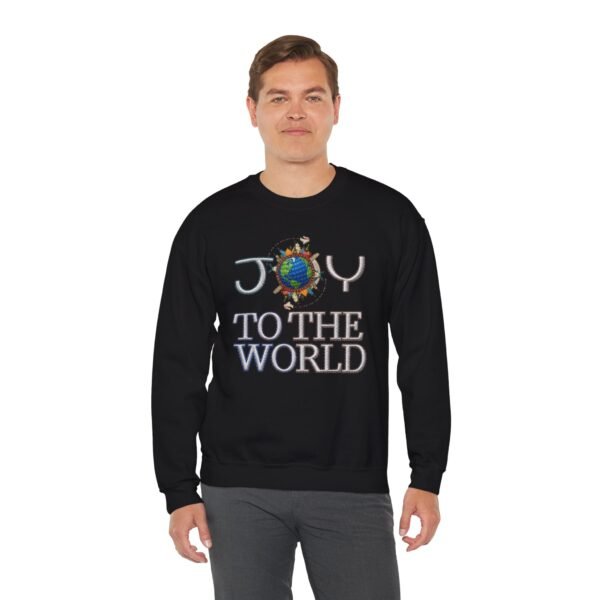 Joy To The World Sweatshirt , Earth Graphic Holiday Crewneck, 3D embroidery Effect Design