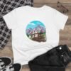 Cowboy Wagon Scene Women's Tee, Mountain Ranch Hayride Graphic Shirt