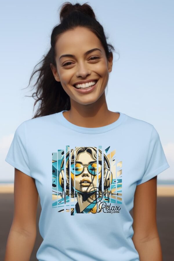 Women’s Coastal Softstyle Tee Lightweight, Breathable Beach Vibes Shirt for Everyday Comfort, Women’s Graphic Tee, Retro Sunglasses Portrait Tee