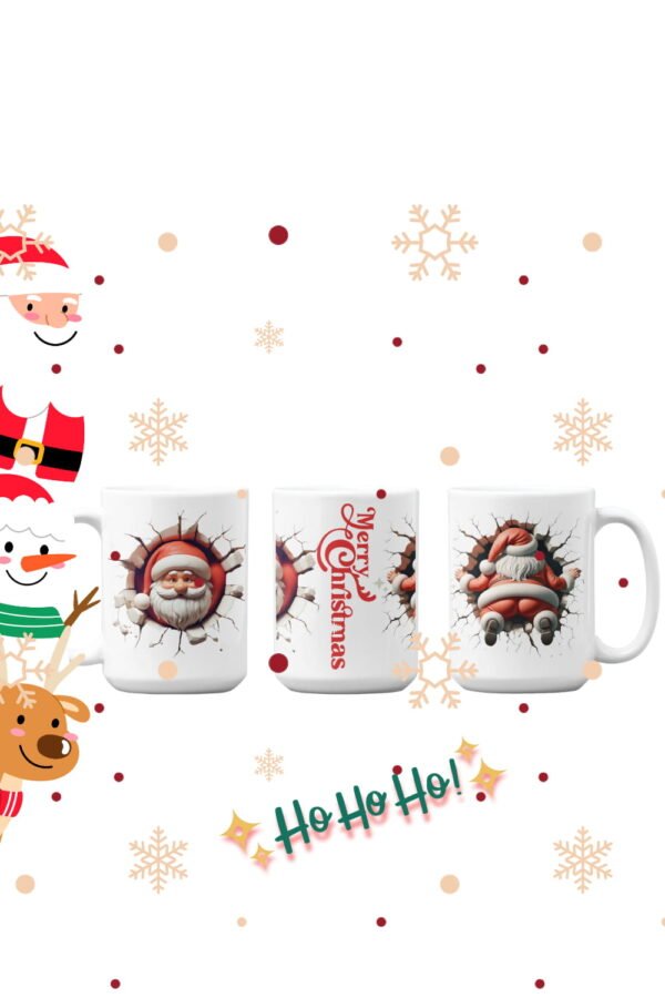 Please (9) Merry Christmas Santa Ceramic Mug, Festive Holiday Coffee Cup (15oz)