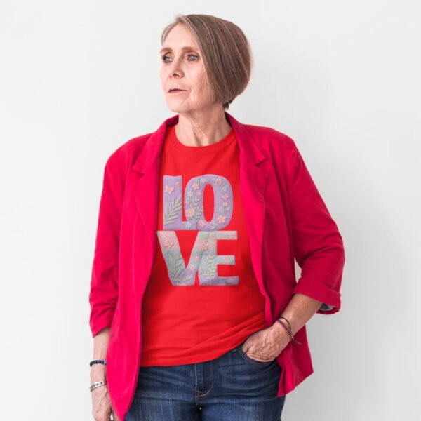 Valentine’s Day Floral Tee, Embroidery Style Effect Valentine’s Day Floral Tee, Embroidery Style Effect