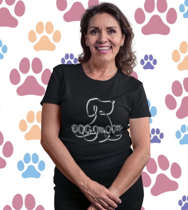 Dog Mom T-Shirt, Script Line Art Puppy Tee for Dog Lovers