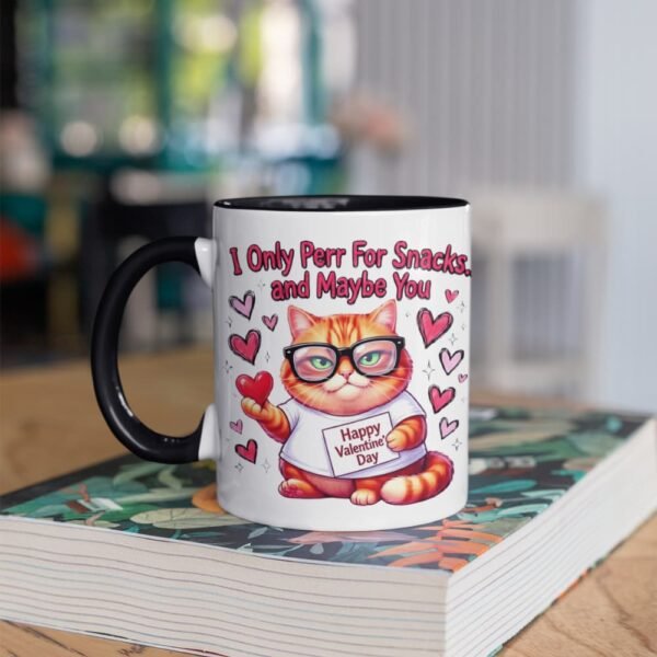 Coffee Mug — “I Only Perr For Snacks… and Maybe You” Cute Cat Valentine Gift Coffee Mug, Cute Cat Valentine Gift