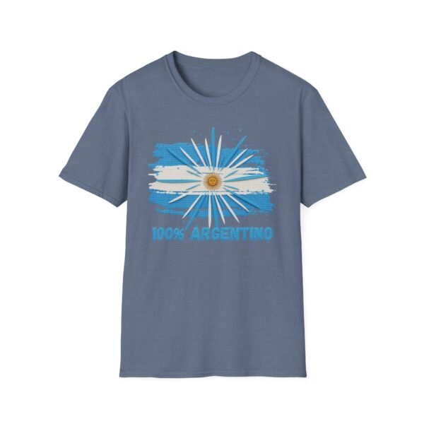 100% Argentino T-Shirt,  Distressed Argentina Flag Tee, Thread-Style Effect