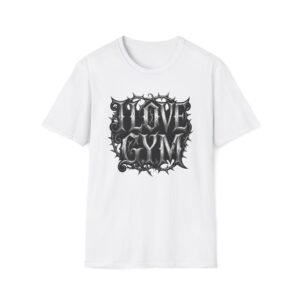 10625506921818724835_2048.jpeg I Love Gym Gothic T-Shirt, Black Thorny Typography Fitness Tee