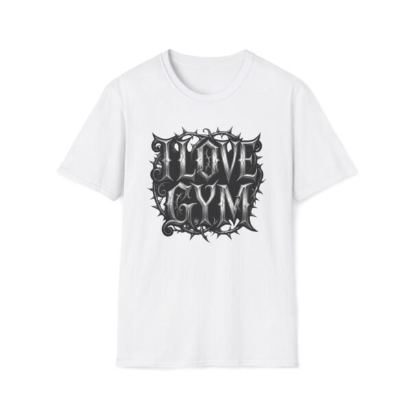 10625506921818724835_2048.jpeg I Love Gym Gothic T-Shirt, Black Thorny Typography Fitness Tee