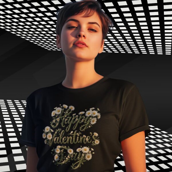 Valentine’s Day Floral T‑Shirt — “Happy Valentine’s Day”
