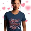 Happy Valentine’s Day T-Shirt, Cute Heart Pattern Valentine Tee, Women’s T-Shirt
